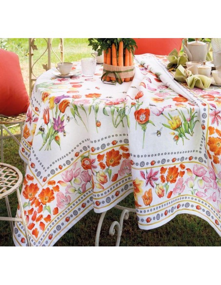 Lněný běhoun s potiskem Tuli, 45x170 | TESSITURA TOSCANA TELERIE-1