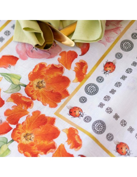 Lněný běhoun s potiskem Tuli, 45x170 | TESSITURA TOSCANA TELERIE-2