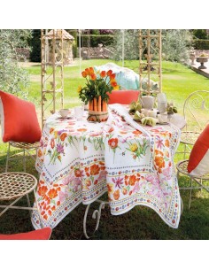 Tablecloth with print Tuli, 170x170 | TESSITURA TOSCANA TELERIE - 2 2