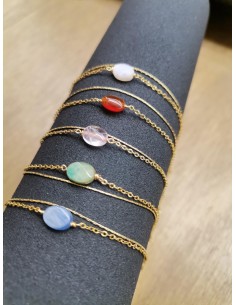 Gold chain bracelet with blue rhinestone | PIOU PIOU - 1 2