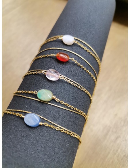 Řetízkový náramek zlatý s modrým kamínkem | PIOU PIOU-2