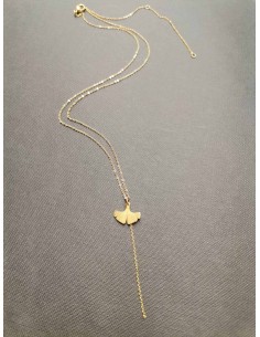 Gold chain with Ginkgo biloba pendant | PIOU PIOU - 1