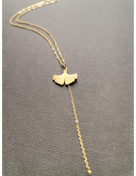 Gold chain with Ginkgo biloba pendant | PIOU PIOU - 4