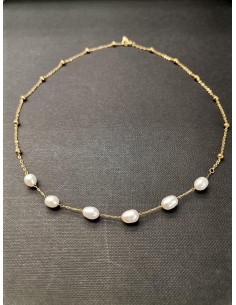 Řetízek zlatý s bílými perličkami | PIOU PIOU-1