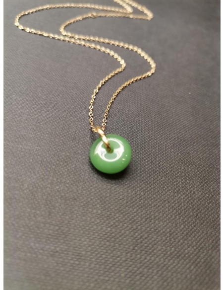 Řetízek zlatý se zeleným korálkem | PIOU PIOU-2