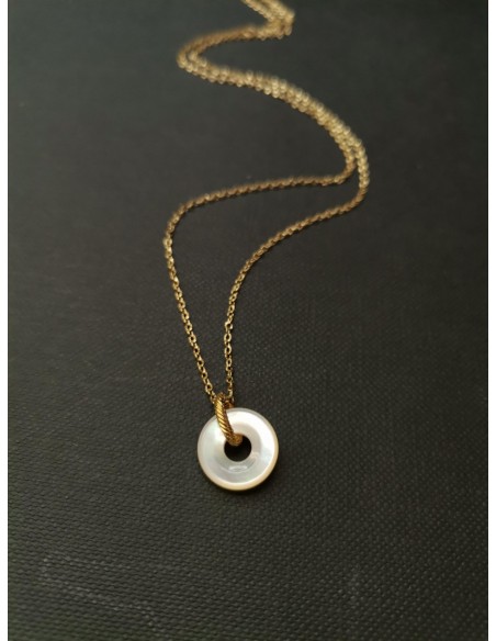 Řetízek zlatý s perleťovým korálkem | PIOU PIOU-1
