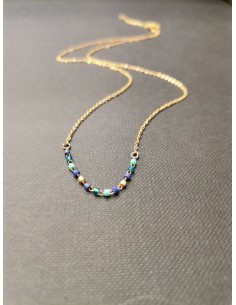 Řetízek zlatý s modrými korálky | PIOU PIOU-1