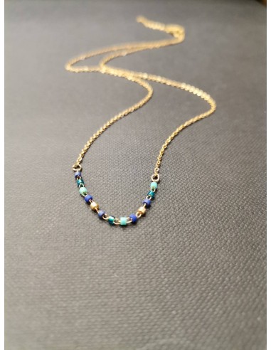 Řetízek zlatý s modrými korálky | PIOU PIOU-1