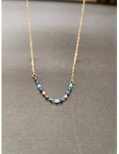 Řetízek zlatý s modrými korálky | PIOU PIOU-1 2