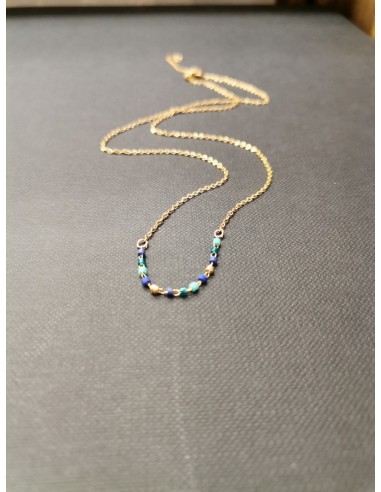 Řetízek zlatý s modrými korálky | PIOU PIOU-3