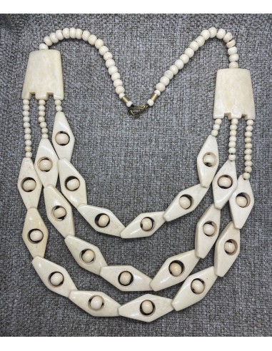 Víceřadý náhrdelník z rohoviny, krémový-1