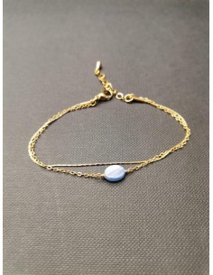 Gold chain bracelet with blue rhinestone | PIOU PIOU - 1