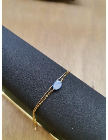 Řetízkový náramek zlatý s modrým kamínkem | PIOU PIOU-5