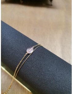Gold chain bracelet with pink rhinestone | PIOU PIOU - 1 2