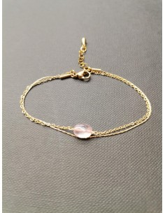Gold chain bracelet with pink rhinestone | PIOU PIOU - 1