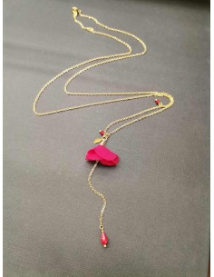 Gold chain necklace with red flower | PIOU PIOU - 1