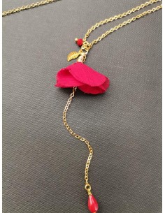 Gold chain necklace with red flower | PIOU PIOU - 1 2