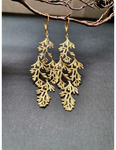 Zlaté náušnice ve tvaru větvičky | PIOU PIOU-1