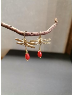 Earrings with dragonfly and red detail | PIOU PIOU - 1 2