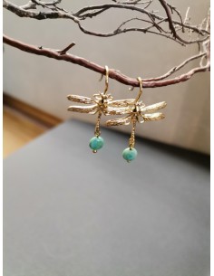 Náušnice s vážkou a tyrkysovým detailem | PIOU PIOU-1