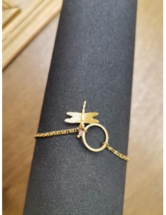 Náramek s vážkou a růžovým korálkem | PIOU PIOU-1 2