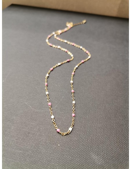 Gold chain with pink details | PIOU PIOU - 4