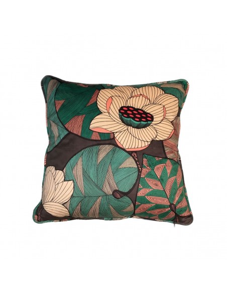 Sametový povlak polštáře 45x45 IDRIS vanille/ vert chocolat | THEVENON-1