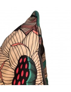 Velvet pillowcase 45x45 IDRIS vanille/ vert chocolat | THEVENON - 1 2