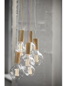 Závěsné světlo Tube ze dřeva, kabel Sea spray | NUD COLLECTION-1 2