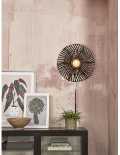 Nástěnné ratanové světlo Zanzibar S, černé | GOOD&MOJO-1 2