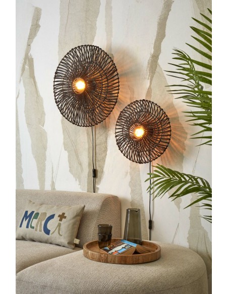 Nástěnné ratanové světlo Zanzibar S, černé | GOOD&MOJO-4