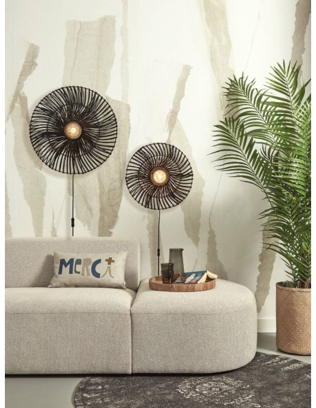 Nástěnné ratanové světlo Zanzibar S, černé | GOOD&MOJO-5