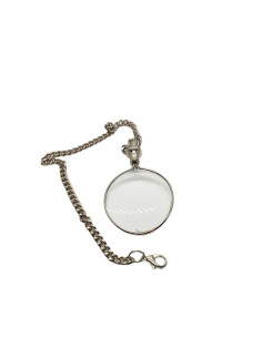 Pocket magnifying glass on metal chain, silver - 1