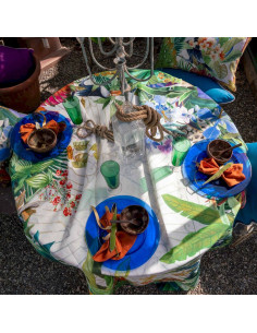 Tablecloth with print Naif, 170x170 | TESSITURA TOSCANA TELERIE - 1 2