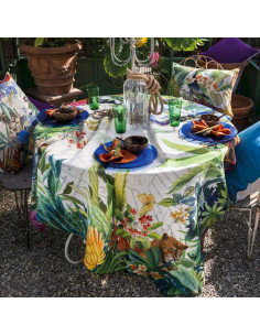 Tablecloth with print Naif, 170x170 | TESSITURA TOSCANA TELERIE - 1