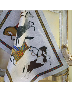 Linen towel Barnum horses| TESSITURA TOSCANA TELERIE - 1 2