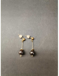 Náušnice s tmavě šedým korálkem | PIOU PIOU-2