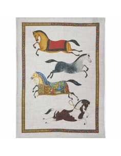 Linen towel Barnum horses| TESSITURA TOSCANA TELERIE - 1