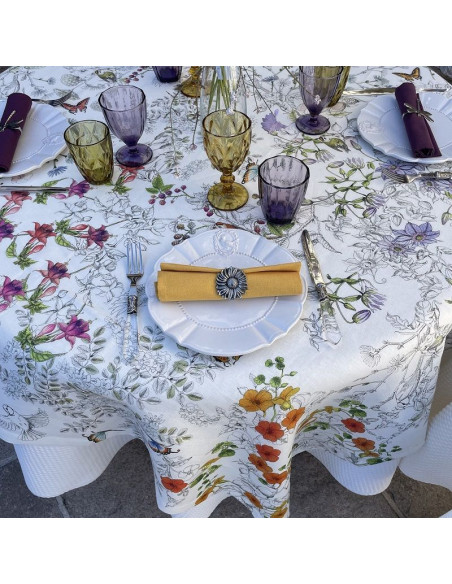 Tablecloth with print Gravure, diameter 170 | TESSITURA TOSCANA TELERIE - 3