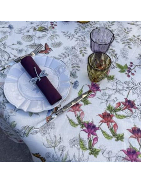 Tablecloth with print Gravure, diameter 170 | TESSITURA TOSCANA TELERIE - 5