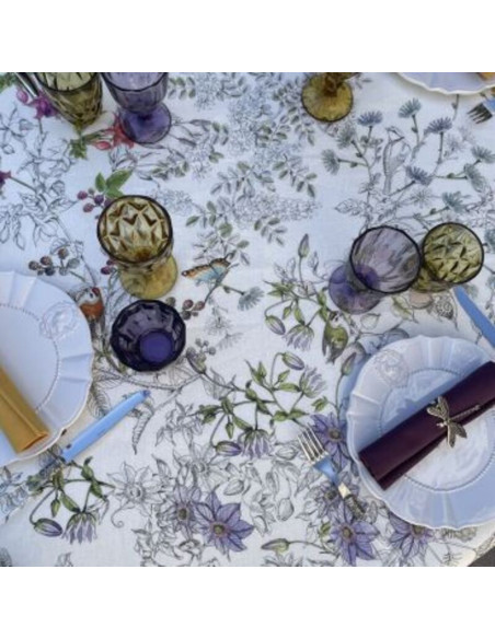 Tablecloth with print Gravure, diameter 170 | TESSITURA TOSCANA TELERIE - 2