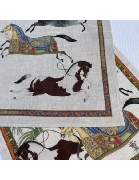 Lněná utěrka Barnum koně| TESSITURA TOSCANA TELERIE-4