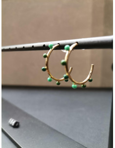 Náušnice kruhy se zelenými prvky | PIOU PIOU-1