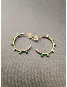 Náušnice kruhy se zelenými prvky | PIOU PIOU-1 2