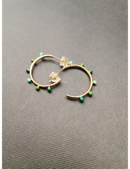 Náušnice kruhy se zelenými prvky | PIOU PIOU-3