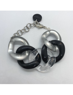 Chain bracelet in black, transparent and silver | FRANCINE BRAMLI - 1