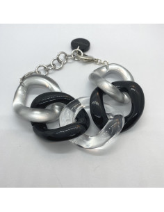 Chain bracelet in black, transparent and silver | FRANCINE BRAMLI - 1 2