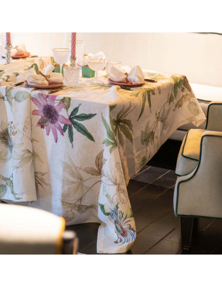 Tablecloth with print Granadilla, diameter 170 | TESSITURA TOSCANA TELERIE - 2