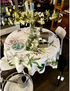 Tablecloth with print Granadilla, diameter 170 | TESSITURA TOSCANA TELERIE - 1