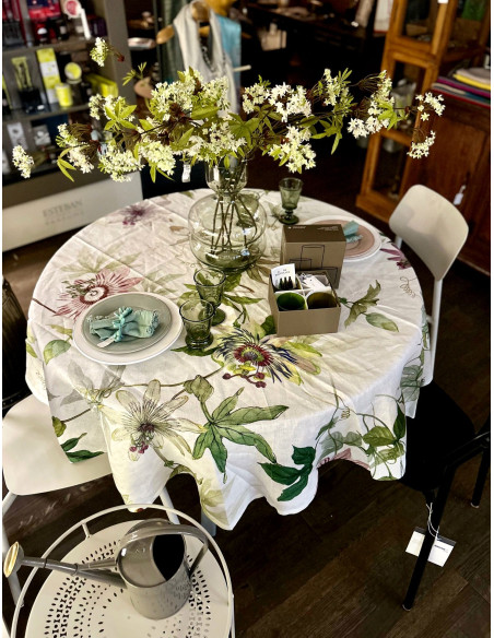 Tablecloth with print Granadilla, diameter 170 | TESSITURA TOSCANA TELERIE - 1